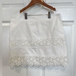 J Crew white cotton pique short skirt with lace size 2. Worn once.